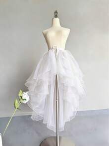 Đầm nữ 1 mảnh với vạt không đều, có các màu trắng, đen, đỏ, hồng, xanh nhạt, màu sâm panh, kiểu dáng bất đối xứng phía trước ngắn phía sau dài đuôi én, kiểu đuôi cá không đều, váy voan nhiều lớp, đầm biểu diễn thướt tha, váy maxi lưới Thụy Sĩ 3-6 lớp, kiểu tạp dề liền thân, váy xếp ly phủ ngoài, thích hợp cho đám cưới, tiệc chiêu đãi, biểu diễn, liên hoan, cô dâu, phù dâu, biểu diễn sân khấu, cosplay, đạo cụ chụp ảnh du lịch, buổi biểu diễn khiêu vũ, trang phục Halloween. - Nhiều màu - Xem 4