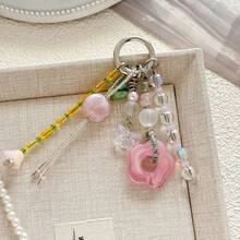 1PC Valentine's Day Lily Of Valley Bag Pendant Handmade Beaded Keychain Ins Style Phone Chain - 彩色 - 查看 1