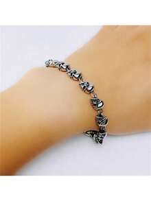 1PC Men's Punk Skull Chain Bracelet, Men's Fashion Bracelet, Charming Jewelry - 銀色 - 查看 2