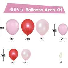 120Pcs Red And Pink Balloon Arch Kit,Pastel Pink And Red Balloon Garland Kit Pearl Pink Party Balloons Latex Balloons For Valentines Day Decorations Birthday Baby Shower Wedding - Multicolor - View 10
