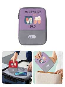 Portable "My Medicine Bag" Pill Pattern Medical Pouch, Compact First Aid Kit, Convenient Medical Storage Bag For Travel & Home Use, Small Medicine Bag, Emergency Pack, Multiple Colors Available, Essential Medical Accessory For Health-Conscious People, Daily Health Management Organizer - Multicolor - View 6