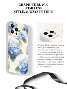 1 pieza Funda de teléfono de TPU mate con patrón floral de hortensia azul, cubierta anti-caída y a prueba de golpes con protección elevada para la cámara, resistente a los arañazos, regalo festivo para la novia o para uso personal, compatible con iPhone 17/16/15/14/13/12/11/XR/XSMAX/XS/X, Galaxy A y Galaxy S25/S24/S23/S22 Series - Blanco - Ver 3
