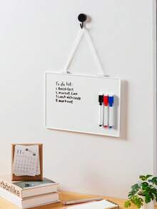 1pc A4 Size Erasable White Board With Hanging Rope, Small Hanging White Board, Comes With 3 Magnetic Dry Erase Markers, For Drawing And Note-Taking, School & Home Supplies, Essential For Back To School Season,Whiteboard - Multicolor - View 10