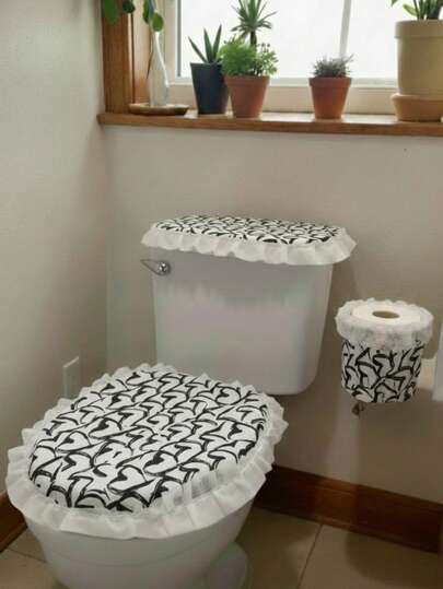 Set De 3 Piezas  De Cubiertas  De Baño Cubre Inodoro , Cubre Papel , Cubre Tapa De Tanque De Inodoro , Decoración Para Baño De Múltiples Estilos Versátil , Juego De Decoración De Baño , Funda Para Inodoro Cubre Tanque De Inodoro ,