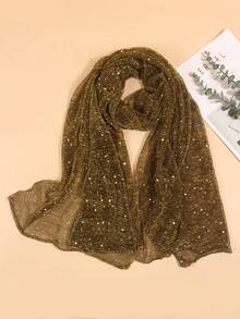 1 chiếc khăn trùm đầu đính sequin nhẹ, màu trơn dành cho nữ, kiểu Trung Đông, khăn trang trí, khăn choàng chống nắng đi biển, thích hợp sử dụng hàng ngày. - rám nắng - Xem 2