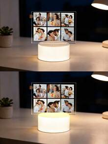 1pc Custom Photo Night Light Plaque, Custom Scannable Spotify Code Plaque, Personalized Music Night Light LED Lamp With Picture And Wooden Base, Custom Photo Album Cover, Custom Acrylic Music Song Plaque With Photo, Custom Collage Photo Plaque With Picture And Text, Custom Unique Gift - 6 Pictures Of Family Style - View 3