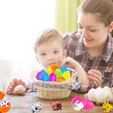 12pcs Eggshell + 12pcs Mini Car Easter Eggs With Toy Cars, Plastic Eggs With Cartoon Animal Vehicles, Suitable For Children Easter Egg Hunt, Easter Basket Filler, Easter Party Favors, Classroom Prizes, Random Colors - Multicolor - View 5