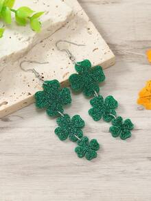 1 Đôi bông tai acrylic màu xanh lá cây hình cỏ ba lá, trái tim, hoa mừng ngày Thánh Patrick - màu xanh lá - Xem 13