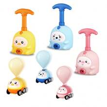 3-5岁儿童气球充气赛车玩具套装，包含1个气球发射器、1辆赛车、6个气球，适合3岁以上男孩女孩的STEM教育礼物 - 彩色 - 查看 2