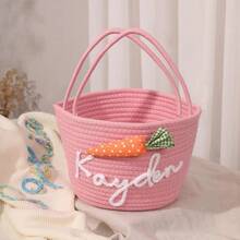 1pc Customized Gift Basket, Suitable For Valentine's Day Party/Wedding/Gift Basket/Souvenir Basket, Handmade Name Text Gift Basket, Holiday Gift Basket For New Year/Easter/Children's Day/Mother's Day/Father's Day/Anniversary, White/Pink/Blue Customized, Suitable For Men And Women, Can Be Used For Holiday Gifts/Toys/Cosmetics, Gift Display And Storage/Daily Storage, Can Be Used For Gift Packaging, Home Storage, Suitable For Bedroom/Living Room/Game Room/Toy Room/Car Portable Storage Organization - Multicolor - View 9