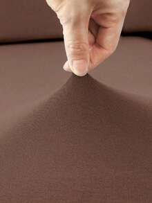 1pc Solid Color Milk Silk Elastic Waist Sofa Seat Cushion Cover, High Elasticity Dust-Proof All Season Use For Garden Rattan Sofa Seat Cushion Protector - Coffee Brown - View 9