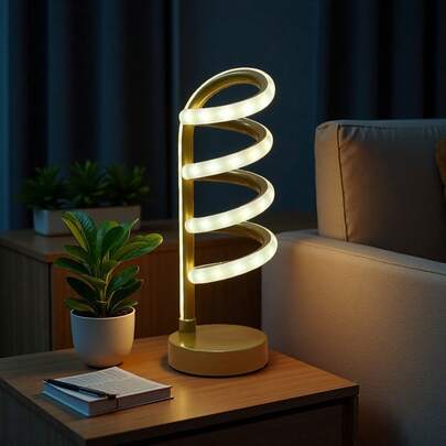 Modern USB Desk Lamp, 3 Color Temperatures, Artistic Spiral Design, Warm Lighting For Cozy Nights, Dimmable Bedside Lamp, LED Lighting, Desk Lamp Suitable For Bedroom, Living Room, Office