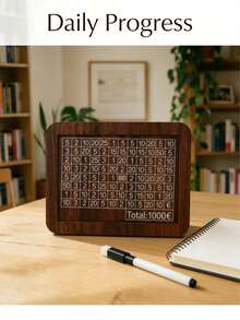 1个带数字计数器的木制存钱罐 - 成人大容量储蓄目标钱罐 - 送给朋友的理想礼物 - 高级木制小猪存钱罐 - 适合作为万圣节和圣诞节礼物，长方形设计，易于使用（颜色随机）