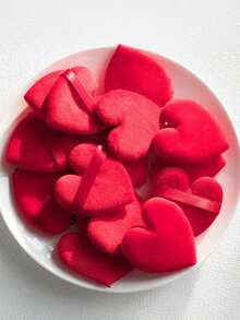 50pcs Heart-Shaped Plush Makeup Sponges With Ribbon Handle, Soft Plush Cosmetic Sponges For Dry & Wet Use, Reusable Face & Body Beauty Tool, Suitable For All Skin Types - Pink, Gentle Plush Texture Facial Makeup Sponge