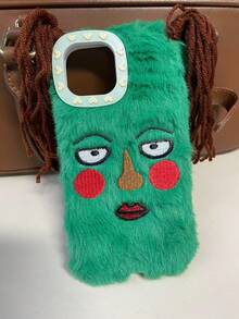 搞笑手机壳，丑陋手机壳可爱卡通辫子女孩 15 Pro Max/17 苹果手机壳，蓬松柔软保护套适用于 12 Pro、14、11、13 系列 - 綠色 - 查看 8