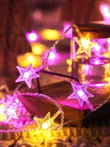 1pc 1.5/3/6m Cute Home Decor Pink Warm Light Star String Lights, Battery Powered, Indoor Room Decor Star Lights, Living Room Decor, Bedroom Decor, Wall Decor Lights, Outdoor Garden Decor Lights - Multicolor - View 8