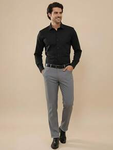pthirillo Men's Tailored Slim Fit Executive Dress Pants, Smart Casual Style, Oxford Polyester Fabric, Classic Formal, Lightweight And Refined - 淺灰色 - 查看 6
