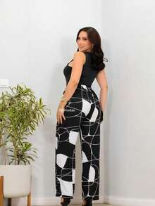 Duna Fabric Wide-Leg Pants - negro abstracto - Ver 2