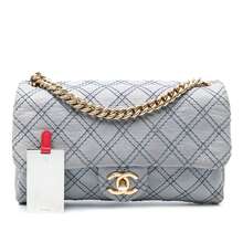 CHANEL Authenticated  PRE-OWNED Medium Quilted Calfskin Triple Stitched Flap Bag - 藍色 - 查看 8
