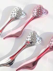 2件套心形滚轮按摩棒+刮痧板，不锈钢材质，护肤/精油涂抹器，面部按摩，眼部舒缓，面部护理，肌肉放松，手动面部按摩器，身体按摩，疏通 - 彩色 - 查看 6