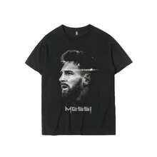 Printed T-Shirt Football Fan Commemorative Short Sleeved Top - Black - View 1
