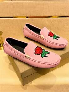 Designer Men's PU Leather Fashion Casual Loafers High-End Penny Shoes Walking Loafer Driving Shoes Flat Man - Pink - View 11