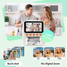 كاميرا طباعة فورية للرجال والنساء، أنشئ وشارك الذكريات على الفور! كاميرا طباعة فورية 2 في 1 وطابعة سيلفي عالية الدقة - التقاط صور بدقة 48 ميجابكسل، كاميرا فردية، طباعة صور ملصقات في أي وقت وأي مكان مع بطارية مدمجة 1300 مللي أمبير وورق، أقلام ملونة - هدية للأزواج - ET-متعدد الألوان - مشاهدة 6