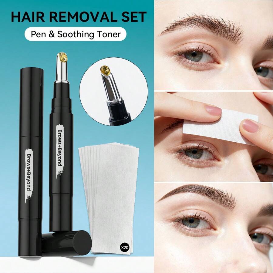 WEWAX脱毛笔及舒缓爽肤水，亲肤蜡质，温和不刺激，敏感肌适用，适合所有肤质，快速去除眉毛、上唇、下巴等部位的毛发。品牌美容彩妆，面部彩绘化妆品，女士女孩适用，冬季必备，Y2K时尚潮流之选，生日、圣诞节礼物，派对必备，最佳颜色。 - 多色 - 查看 1