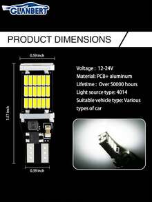 GLANBERT 2pcs High Quality T10 W5W Super Bright Car Interior Reading Lamp Roof Lamp Outline Lamp 168 194 LED Car Wedge Parking Light Bulb (White) - A - View 4