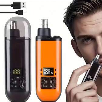 OBOVAY Adecuado para hombres, recortador de pelo de nariz y oreja con carga USB, recortador de pelo de nariz eléctrico portátil, diseño compacto y recarga rápida, 150mAh