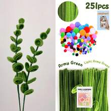 30厘米绿色花茎铁丝+视频教程，60色雪尼尔绒条，适合万圣节、返校季，30厘米彩色绒条手工材料，雪尼尔绒条，毛绒金属丝扎带，价格实惠，品质优良 - 彩色 - 查看 102