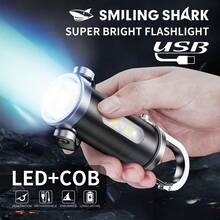 7-Mode LED Keychain Flashlight, Type-C USB Rechargeable Floodlight, Compact Handheld Lamp With Hook Design, Portable & Easy To Place, Mini Keychain Flashlight For Camping, Emergency & Daily Use - Flashlight - View 7