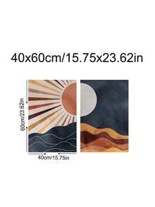 Sun And Moon Print Set Of 2, Boho Mid Century Modern Sunset Poster, Bohemian Gallery Artwork, Neutral Wall Art, Celestial Sun And Moon Prints, Boho Eclectic Home Decor, Aesthetic Room Decor, Festival Gifts,Bedroom Decor, Living Room Decor, Office Decor, Kitchen Decor, Wall Arts, Wall Decor, Home Decor, Room Decor, Canvas Wall Art, Posters, Frameless - Multicolor - View 10