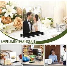 Soporte de Acrílico para Letreros/Menús Forma de L -10 Unidades Transparente Doble Cara - Incluye Base Estable, Porta Menú de Mesa Antideslizante para Restaurantes, Oficinas, Hoteles (A6, 10*15CM) - A5 - Ver 7