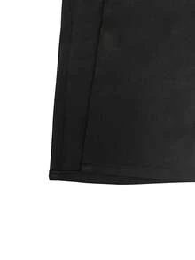 Bộ đồ 2 mảnh gợi cảm, đa năng gồm áo tank top cổ chữ V cài cúc phía trước và quần short ống rộng, hàng mới về mùa xuân/hè, trang phục đi nghỉ mát cho nữ. - màu đen - Xem 8