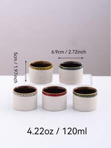 1/5 Packs Aesthetic Ceramic Cups (Kiln - Changed/Rough Finish) | Camel & Coconut Tree Design | 120ml/250ml For Espresso, Tea, Coffee | Home, Office & Camping Use - Multicolor - View 16