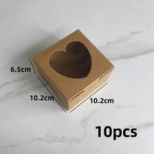 10pcs 4x4x2.5 Inch Valentine's Day Cookie Boxes, Heart Window Baking Boxes, Pie Boxes, Chocolate Strawberry Boxes, Fragile Heart Shaped Boxes, Prepared Food Boxes, Cake Boxes, New Year Gift Packaging & Storage - Valentine's Day, April 25 - View 13