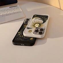 Drop Resistant, Sun, Moon, UV Resistant, Soft Silicone Printing, Metallic Plating Case For Apple  11 12 13 14 15 16 17 Pro Max 14 15 16 Plus 17 Air X XR XS Max, Anti-Impact, Minimalist Design, Protective, Scratch-Resistant, Perfectly Fitting Case P2543 - 黑色 - 查看 3