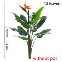 1株大型人造热带香蕉叶植物，超大塑料棕榈叶，逼真纹理，家居园艺装饰，高45英寸（约114厘米），不含花盆 - 綠色 - 查看 9