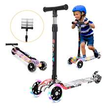 Scooter Monopatín para Niños de 3 Ruedas con Luces LED en Llantas Altura Ajustable y Sistema de Plegado Portátil para Mayor Estabilidad, Regalo para el Día del Niño - Negro - Ver 6