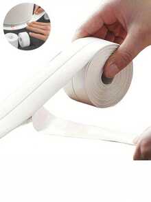 DeTODO 1 Rollo de Cinta Adhesiva Impermeable Aislante Para Cocina Y Baño Selladora Antihumedad Multiuso Autoadhesiva Moldura Protector Grietas Juntas Lavamanos Bañera Paredes Azulejos Silicona Flexible Blanca - Blanco - Ver 5