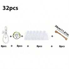 20/30 件白色珍珠链钥匙扣，婚礼派对新娘礼物，订婚周年纪念礼物，包括钥匙扣、标签、欧根纱袋、婚礼回礼、婚礼派对装饰