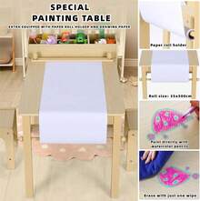 Kids Art Table & Chairs Set Toddler Drawing Desk With Paper Roll & Storage Bins - Yellow - View 4
