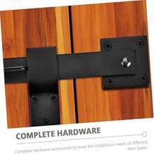 1个5.5英寸重型实心铁谷仓门闩 - 带螺丝的旋转攀爬登山扣螺栓，适用于滑动木门，经久耐用且安全 - 黑色 - 查看 2