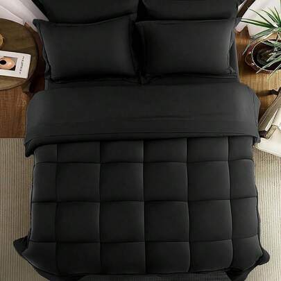 1 pieza Edredón suave y transpirable para todas las estaciones - Edredón acolchado a cuadros de calidad de hotel, lavable a máquina, ligero y transpirable, diseño acolchado a cuadros - Relleno de fibra de poliéster premium, que proporciona la máxima comodidad, certificado Oeko-Tex