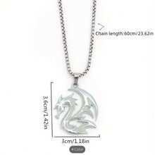 1PC Night Light Wolf King Pendant Necklace - Hip Hop Punk Style With Blue And White Night Light Accents, Perfect For Parties And Gifts - 薄荷綠 - 查看 4
