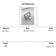 1pc Alloy Vintage Flower Design Open Ring For Men's Fashion Valentines,Mom,Mother,Mother's Day,Gift - Antique Silver - View 6