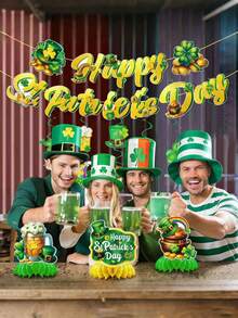 1pc Green Four-Leaf Clover Hat, Magic Hat, Cute Gothic Style, 2000s Vibe, Suitable For St. Patrick's Day Gift, Birthday Gift, Carnival Party Supplies, Valentine's Day, Mother's Day, Easter - Multicolor - View 5