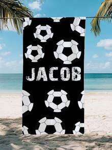 Personalized Kids Beach Towel, Summer Birthday Gift, Summer Vibe, Customized Beach Towel, Swimming Pool, Beach Decor, Soccer Lover, For Boys - Multicolor - View 5