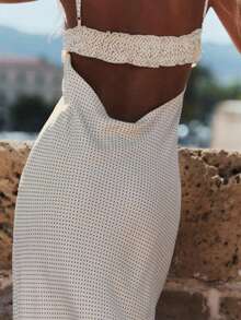 Elegant Sexy Polka Dot Print Frill Trim Camisole Dress - White - View 4